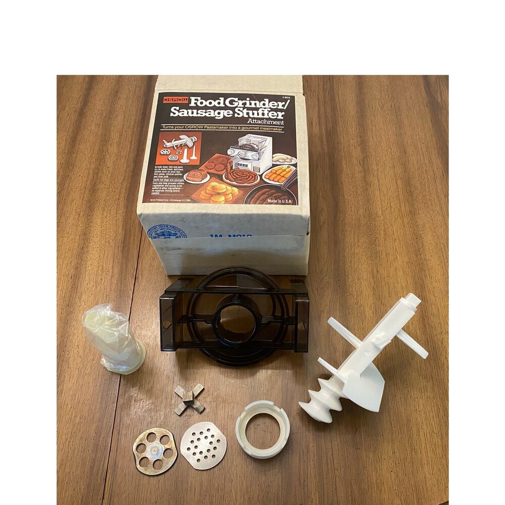 Vintage OSROW Food Grinder‎ & Sausage Stuffer Attachment MC10 w/ Box & Manual
